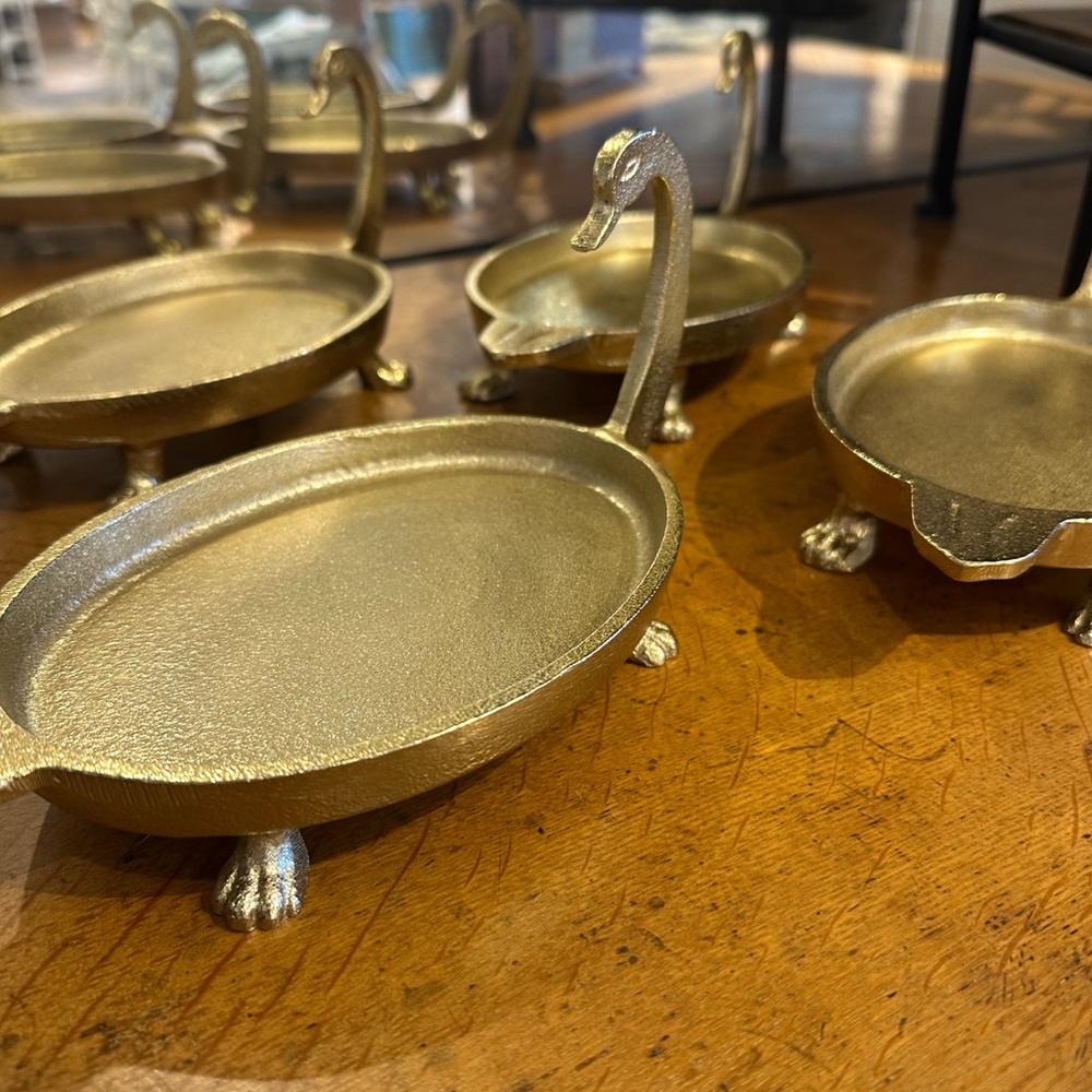 Not Rated Gold Swan Candle Holders